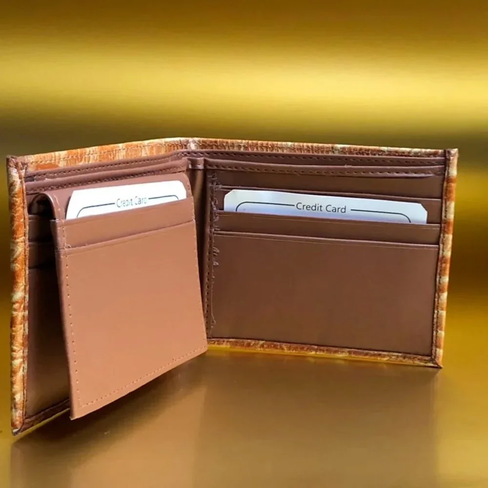 Men's Genuine Leather Bifold Crocodile Embossed Wallet